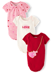 Baby Girls Heart Bodysuit 3-Pack