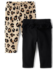Baby Girls Leopard Ruffle Leggings 2-Pack