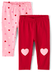 Lot de 2 leggings à motif cœur pour bébé fille