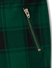 Girls Plaid Zip Ponte Jeggings