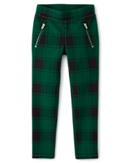 Girls Plaid Zip Ponte Jeggings