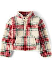 Girls Print Sherpa Half Zip Pullover
