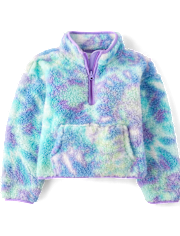 Girls Print Sherpa Half Zip Pullover