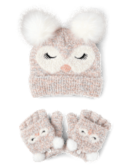 Girls Owl 2-Piece Cold Weather Set
