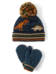 Toddler Boys Embroidered Dino 2-Piece Cold Weather Set
