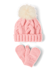 Toddler Girls Cable Knit 2-Piece Cold Weather Set