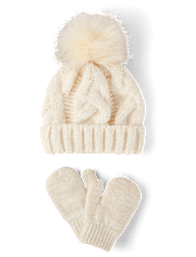 Toddler Girls Cable Knit 2-Piece Cold Weather Set