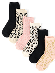 Lot de 6 paires de chaussettes à imprimé léopard pour fille