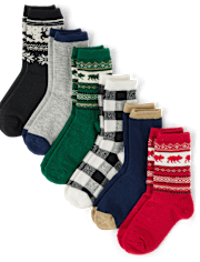 Boys Bear Fairisle Crew Socks 6-Pack