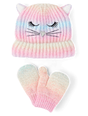 Toddler Girls Rainbow Ombre Cat 2-Piece Cold Weather Set