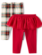 bébés filles à carreaux leggings tutu 2-Pack
