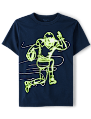 Boys Glow Football Player Graphic Tee