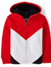 Boys Colorblock Fleece Sherpa Lined Zip Up Hoodie