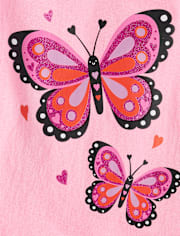 Baby And Toddler Girls Pink Butterflies Graphic Tee