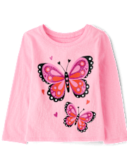 Baby And Toddler Girls Pink Butterflies Graphic Tee