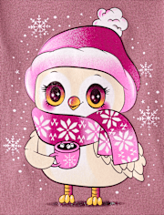 Baby And Toddler Girls Winter Owl Graphic Tee