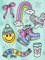 Girls Winter Doodles Graphic Tee