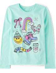 Girls Winter Doodles Graphic Tee