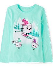 Girls Winter Marshmallows Graphic Tee