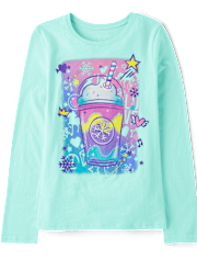 Girls Winter Tie-Dye Drink Graphic Tee