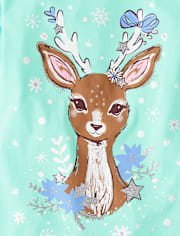 Girls Winter Deer Graphic Tee