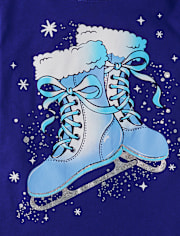 Fille Winter Ice Skates T-shirt imprimé