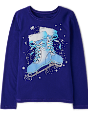 Fille Winter Ice Skates T-shirt imprimé