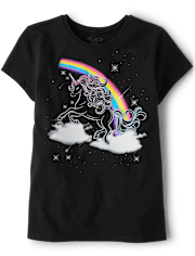 Girls Rainbow Unicorn Graphic Tee