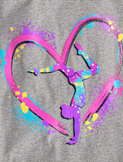Girls Gymnast Heart Graphic Tee