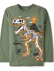 最大の割引 Boys Long Sleeve Dino Graphic Tee - GREEN | The Children's Place トップス