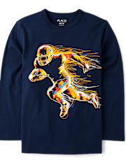 Boys Football Player Graphic Tee