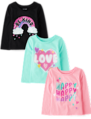 Baby And Toddler Girls Positivity Graphic Tee 3-Pack