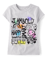 Girls Positive Words Graphic Tee
