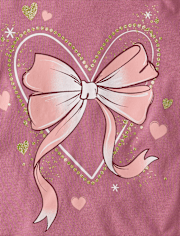 Girls Heart Bow Graphic Tee