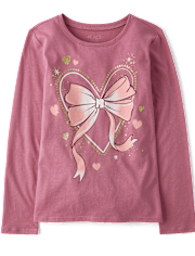 Girls Heart Bow Graphic Tee