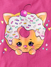 Girls Cat Doughnut Graphic Tee