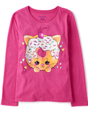 Girls Cat Doughnut Graphic Tee