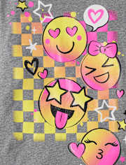 Girls Happy Face Icons Graphic Tee