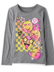 Girls Happy Face Icons Graphic Tee