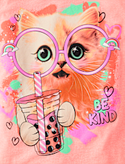 Girls Cat Glasses Graphic Tee