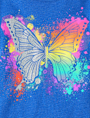 Girls Rainbow Butterfly Graphic Tee