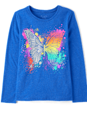 Girls Rainbow Butterfly Graphic Tee