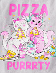 Fille Cat Pizza T-shirt imprimé