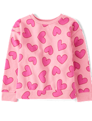 Sweat-shirt polaire à motif cœur pour fille