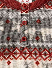 Baby And Toddler Matching Family Fairisle Thermal Henley Pajamas