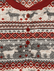 Mens Matching Family Moose Fairsle Thermal Henley Pajamas