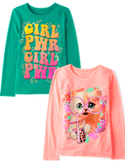 Girls Cat Positive Graphic Tee 2-Pack