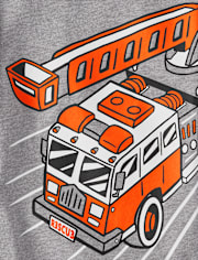 T-shirt graphique pour bébé et tout-petit garçon avec motif camion de pompiers