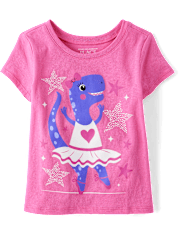 Baby And Toddler Girls Dino Ballerina Graphic Tee