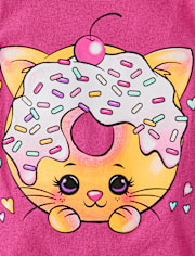 Baby And Toddler Girls Cat Doughnut Graphic Tee